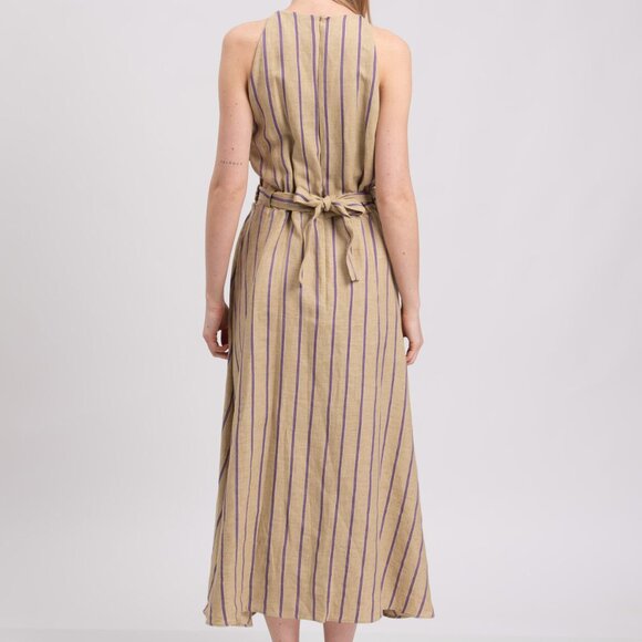 NWT $530 SANDRO Taila A-Line Linen Dress - US10/FR42, Striped, Pockets - Picture 4 of 7